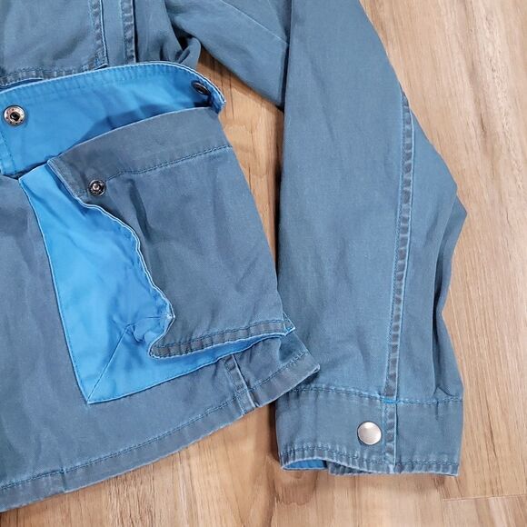 ☔️🔹️French Connection Blue Zippered Utility Jacket Size 8 - Picture 7 of 16